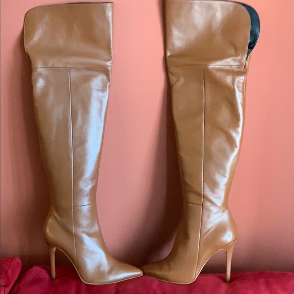 Cognac Sheep Skin knee high boot